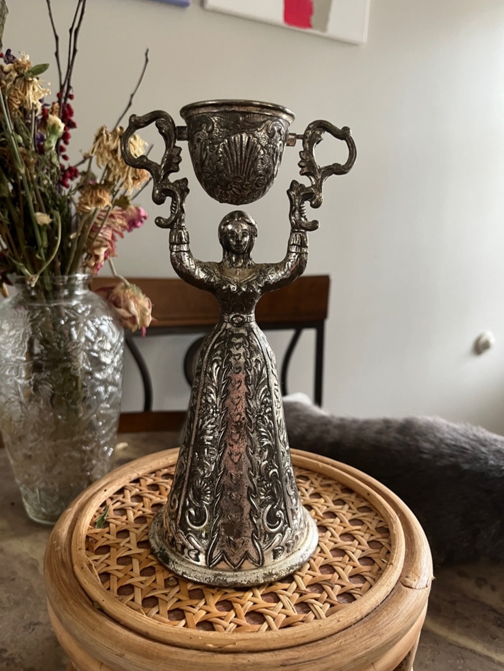 vintage German-style silver-plated Nuremberg Maiden Bridal Cup